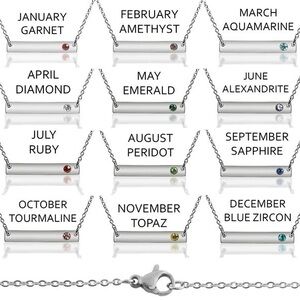 Birthstone bar stainless steel necklace - ‼️CAN BE ENGRAVED‼️